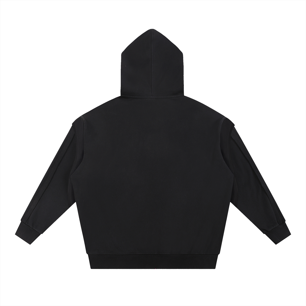 Contrast Tape Raw Edge Double Layered Hoodie