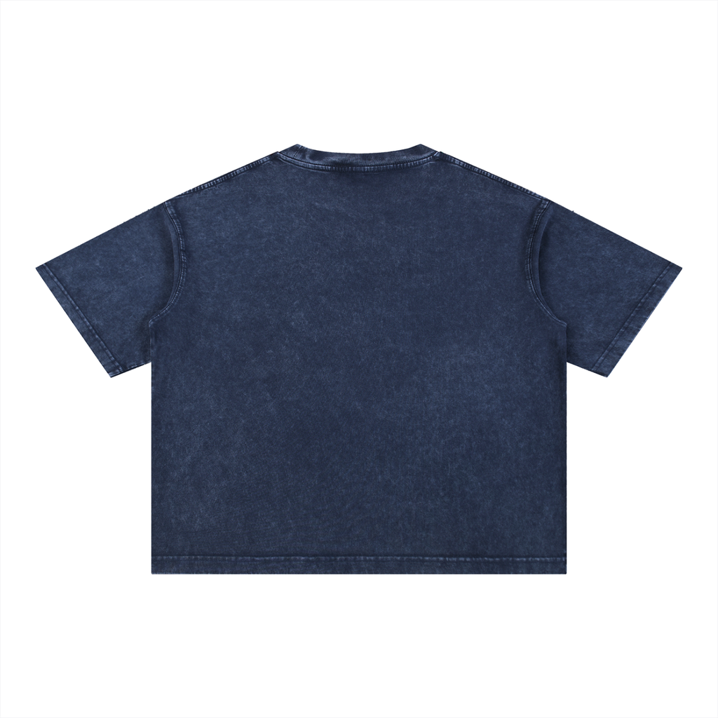 Realistic Button Print Design (Print Only) - Mineral Wash Boxy Cotton T-Shirt