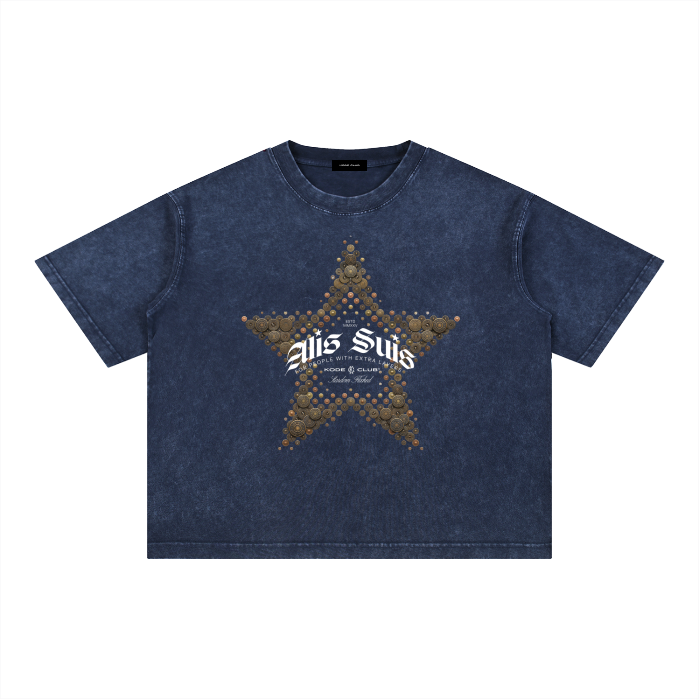 Realistic Button Print Design (Print Only) - Mineral Wash Boxy Cotton T-Shirt