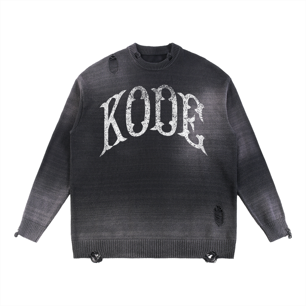 Sun Fade Distressed Ripped Crewneck sweater