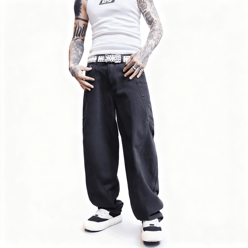 Unisex Loose Fit Straight-Leg Washed Basic Jeans