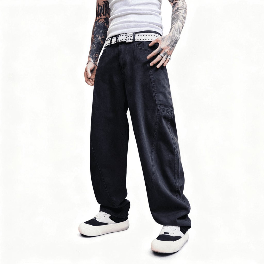 Unisex Loose Fit Straight-Leg Washed Basic Jeans