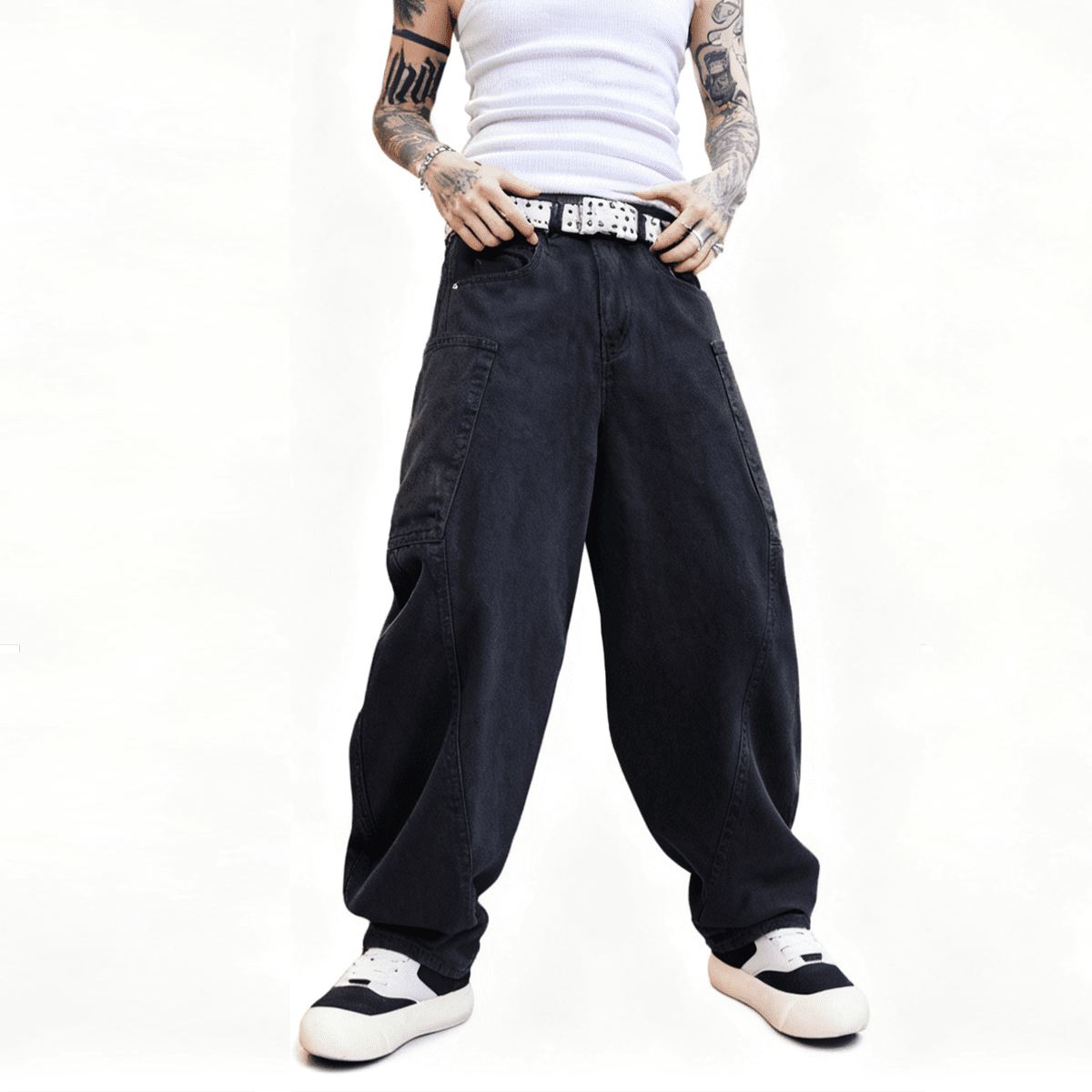 Unisex Loose Fit Straight-Leg Washed Basic Jeans