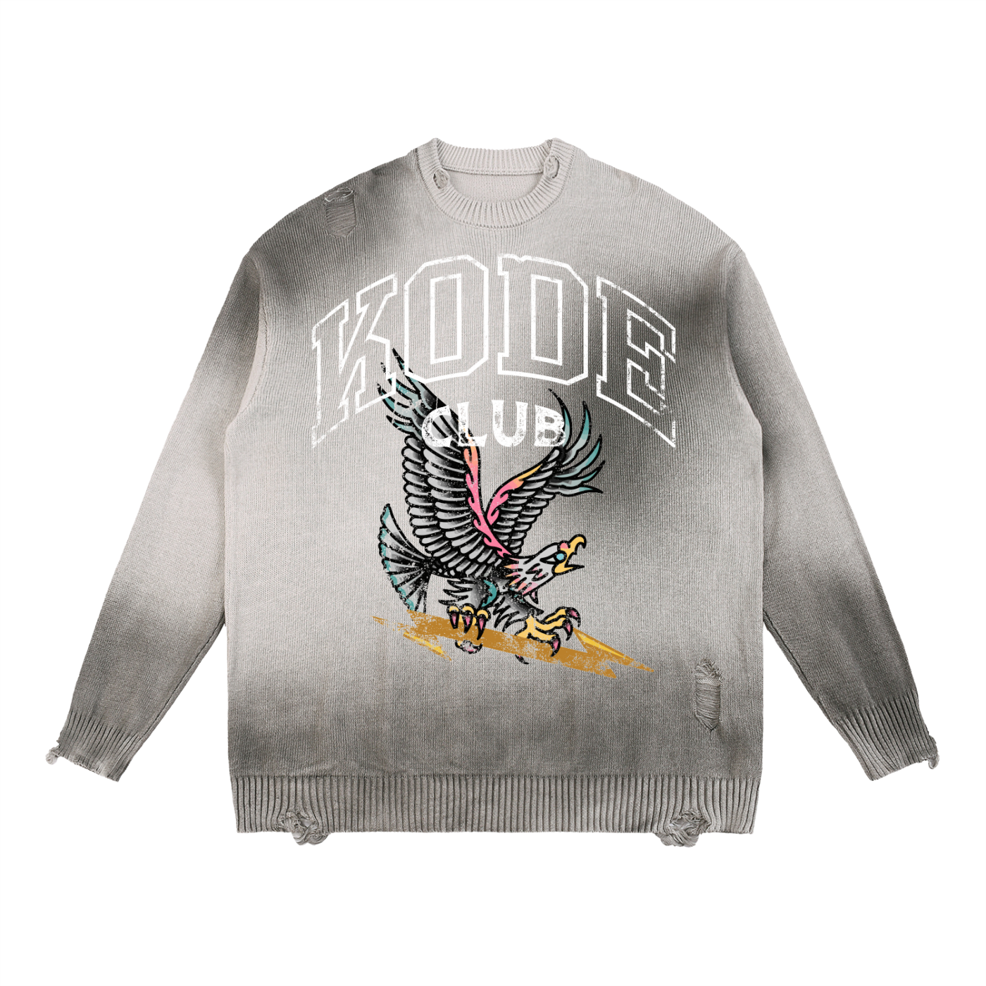 Sun Fade Distressed Ripped Crewneck sweater