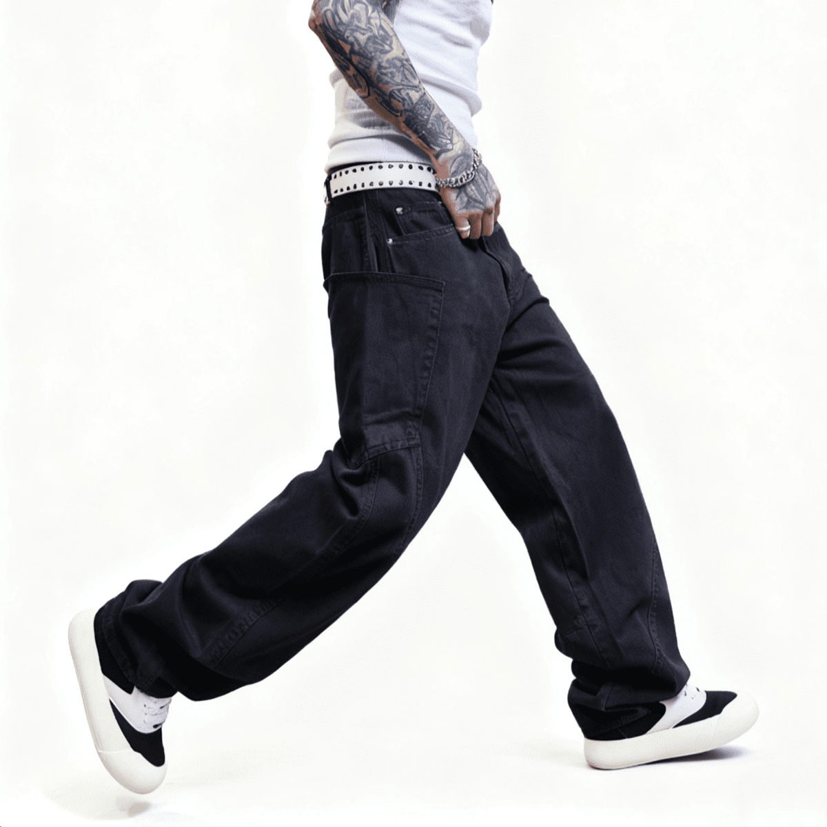 Unisex Loose Fit Straight-Leg Washed Basic Jeans