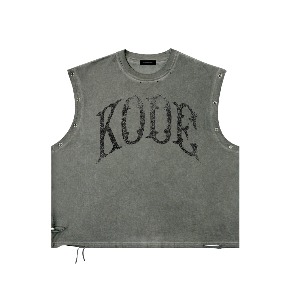 Distressed Grommet Eyelet Tank Top