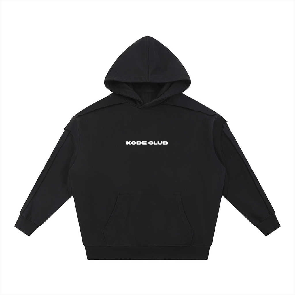 Contrast Tape Raw Edge Double Layered Hoodie