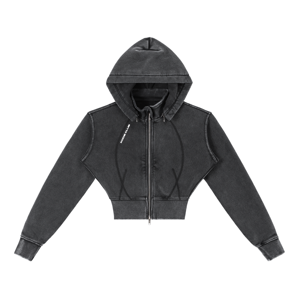 Vintage Washed Cropped Fleece Hoodie