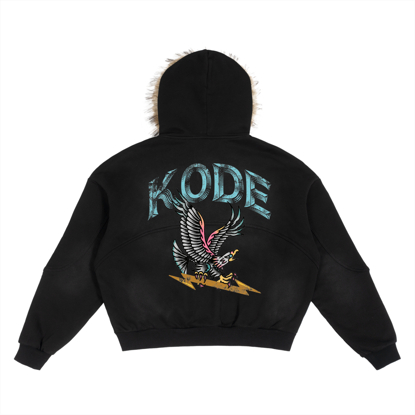 Sun Fade Boxy Detachable Fur Hoodie